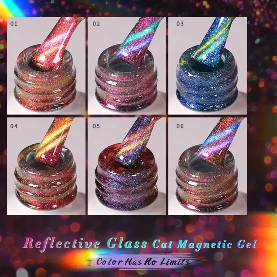 Reflective Sparkling Gel Nail Polish Phantom Flowing Sand Double Light Cat Magnetic Gel Polish Permanent Uv Top Coat Nail Art