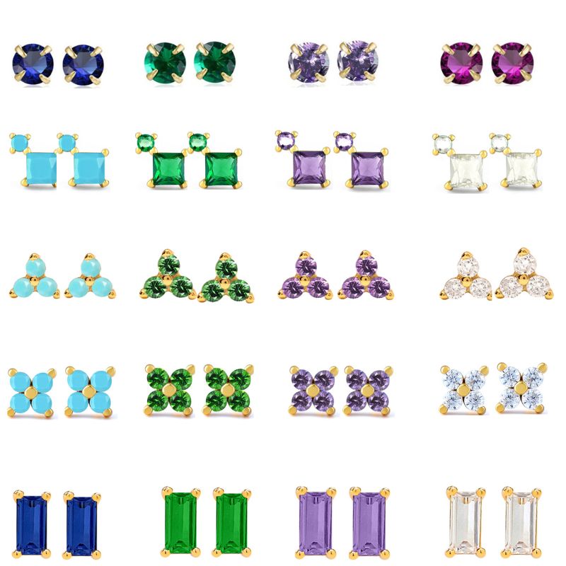 925 Sterling Silver Needle Small Geometry Triangle Crystal Stud Earring for Woman Lovers' Couples Bling Simple Piercing Earrings