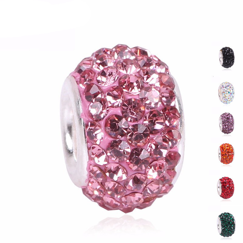 20Pcs Lot Large Hole Beads European Style Colorful Glass Spacer Beads Rhinestone Craft Beads for DIY Bracelet Jewelry Necklaces