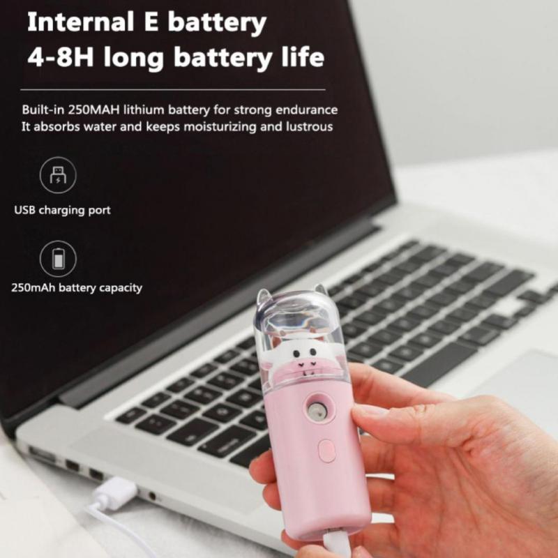 1Pc Cute USB Nano Mist Sprayer Facial Steamer Rechargeable Humidifier Face Moisturizing Nebulizer Mini Beauty Skin Care Tools