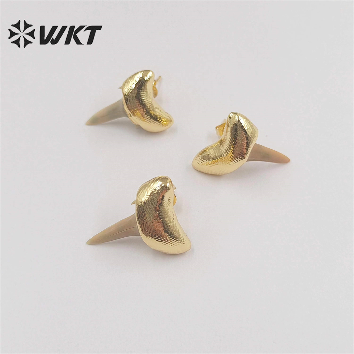 WT-E715 New Unique Specimen Tooth Earrings 18k Gold Plated Fine Jewelry Studs For Women Gift Boho Style Accessories