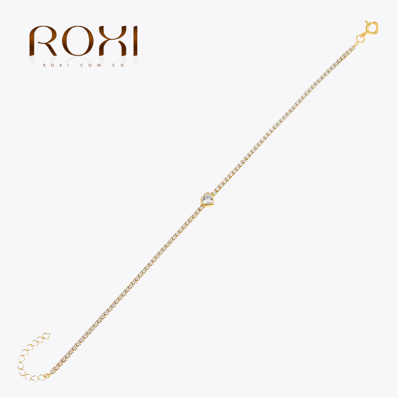 ROXI Copper Tennis Bracelet For Women Girls Minimalism Bracelet Charms Clavicle Bracelet Best Friend Jewellery Gift Pulseiras