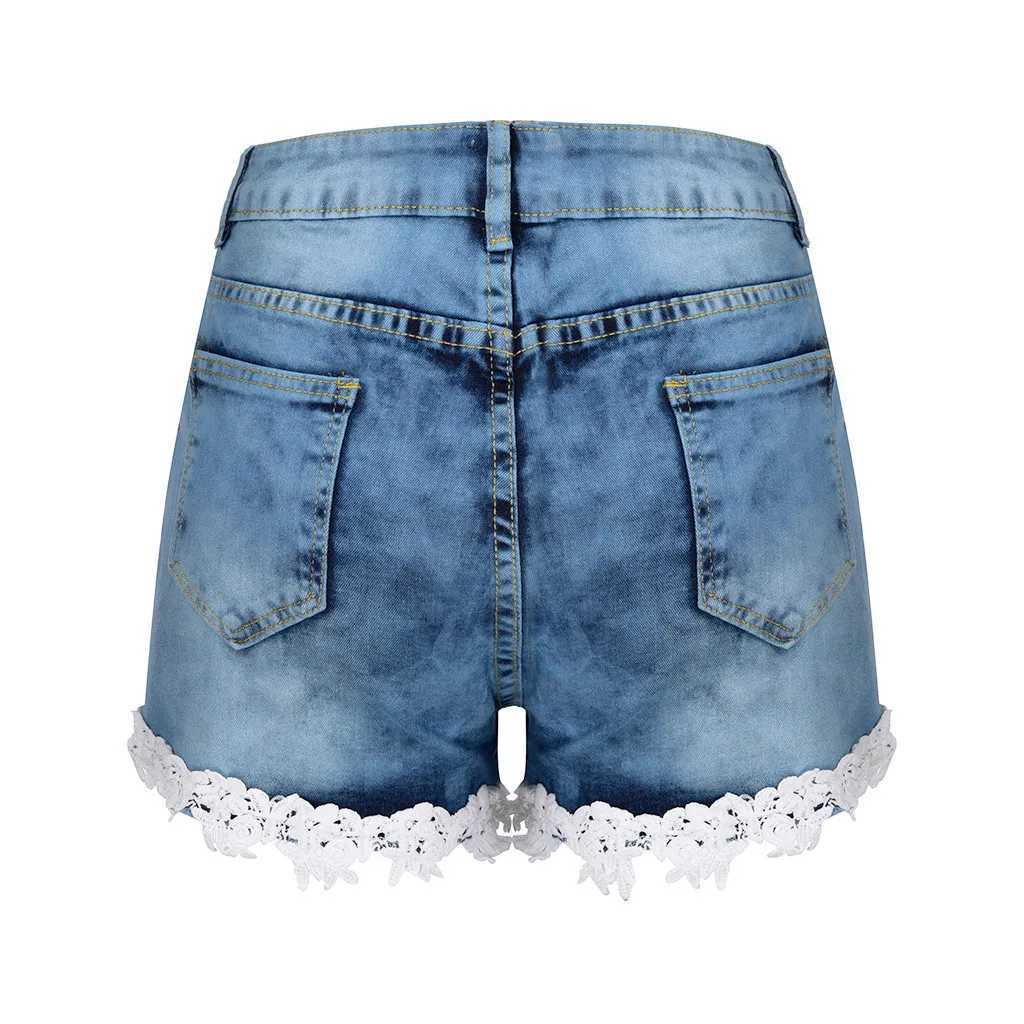 Women's Women High Waisted Slim Was Thin Elasticity Lace With Zipper Denim Jean Shorts For Womens Plus Size vaqueros Y240622KP6J XJ260206