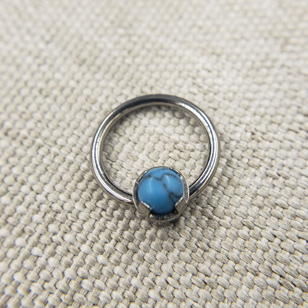 16G ASTM F136 Implant Grade Titanium Captive Bead Ring Helix Conch Daith Earring Piercing Body Jewelry With Opal Ball