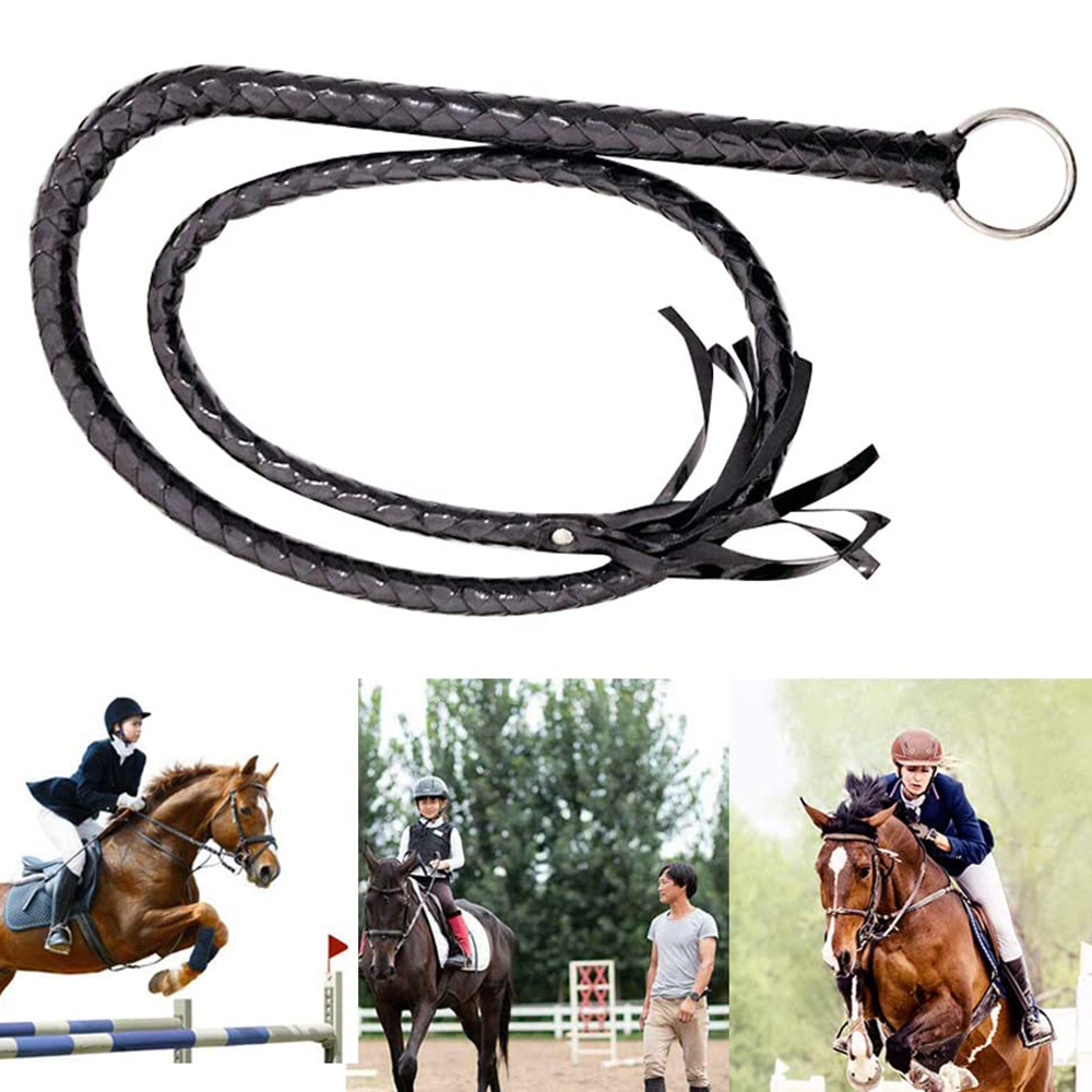 120CM PU Leather Black Whip Costume Whip Handmade Bullwhip, Whip Costume Accessory Horse Riding Crops Equestrianism Whips