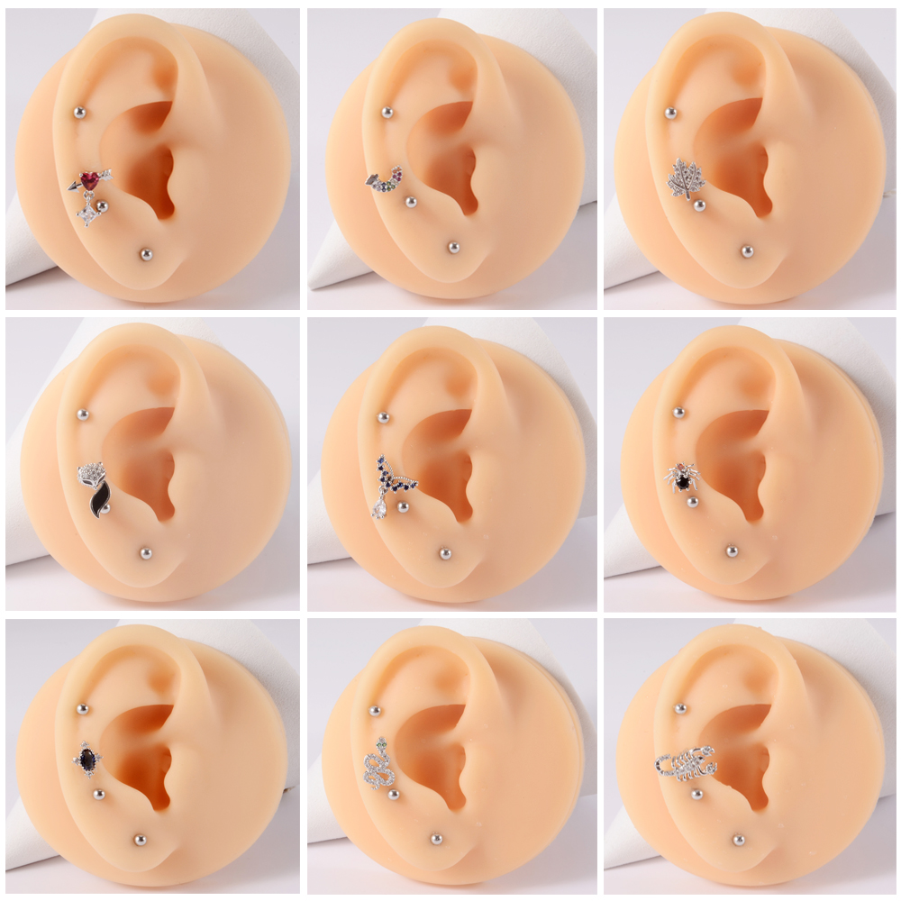 1PC 361L Surgical Steel Cz Ear Tragus Cartilage Crystal Lightning Snake Lobe Earrings Helix Earring Barbell Piercing Jewelry 20G