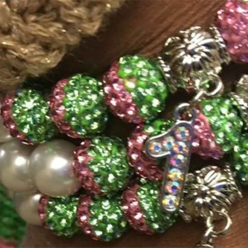 Bling Crystal Pink Green Pave Clay Spacer 10mm 12mm Women Sorority Greek Loose beads Bracelet Necklace Making OCB002,10pcs/lot