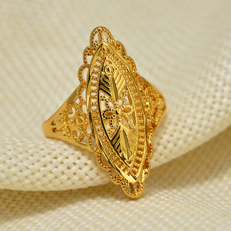 Dubai Ethiopia 5Style flowers Gold Color Ring for Women/Girl Arab Ring Copper Jewelry Middle Eastern Israel/Iraq/Oman/Gift