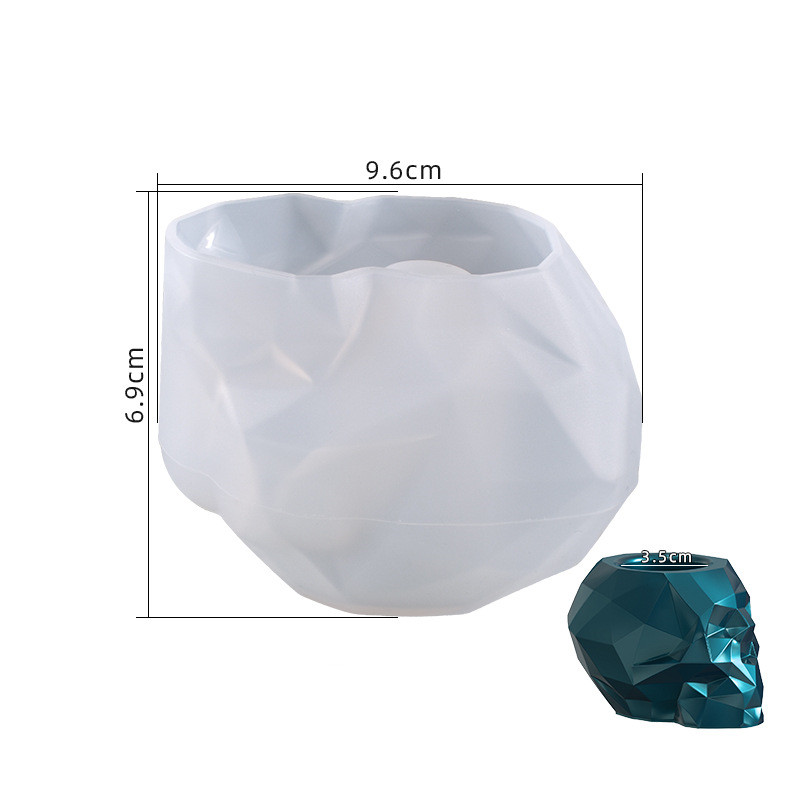 Faceted Skull Pen Holder Succulent Flower Pot Silicone Mold DIY Crystal Epoxy Resin Mold
