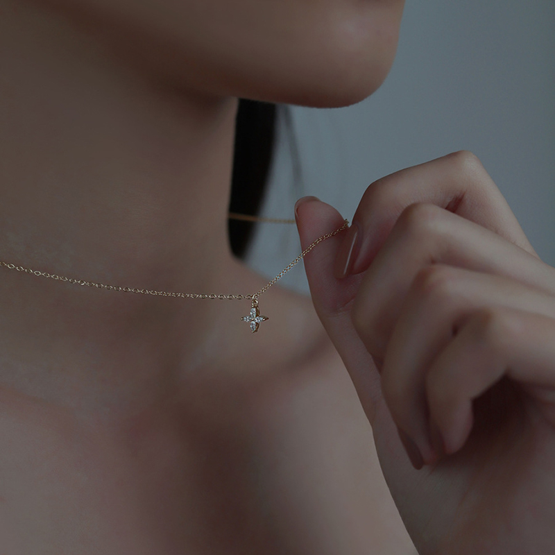 WOOZU Exquisite Sweet Four Leaf Clover Pendant Necklaces For Women Korean Romantic Rock 14k Gold Plated Girlfriend Jewelry Gift