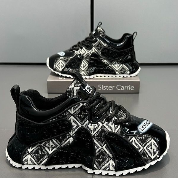 Men's New Breathable Soft-Soled Clunky Thick-sole Heightened Athleisure Trend Shoes Red Free shipping