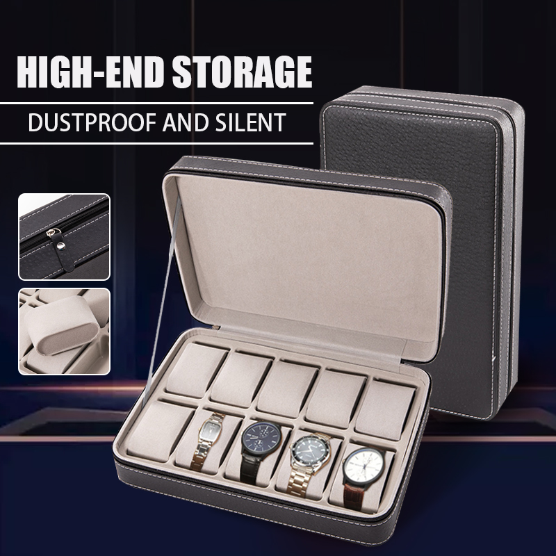 6/10/12 Slots Watch Pouch Bag Organizer Watch Box Display Case Retro PU Leather Travel Watch Case Wrist Jewelry Storage Pouch