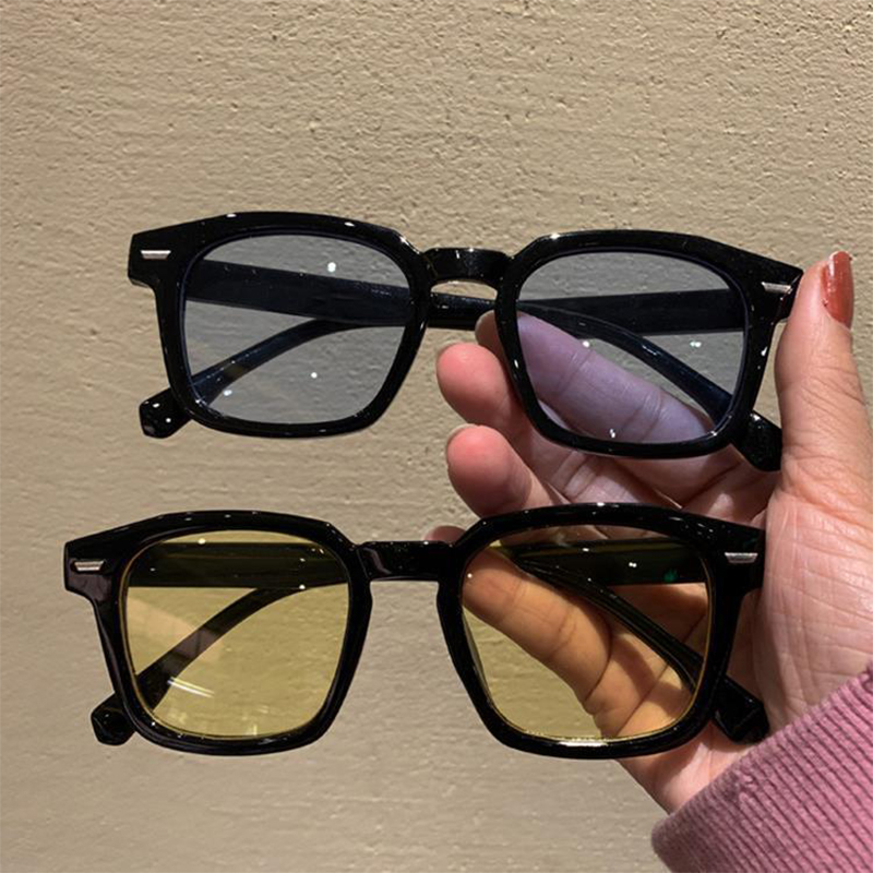 Vintage Brand Square Sunglasses For Women Men Trending Decorative Sun Glasses Rectangle Tinted Lens Blue Casual Goggles