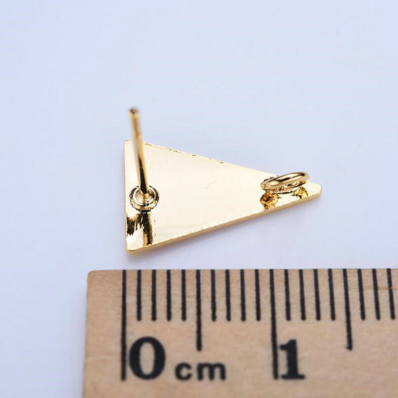 11.5*8 MM 14K Gold Plated Brass Triangle Stud Earrings High Quality DIY For Jewelry Making Finding Earrings Accessories