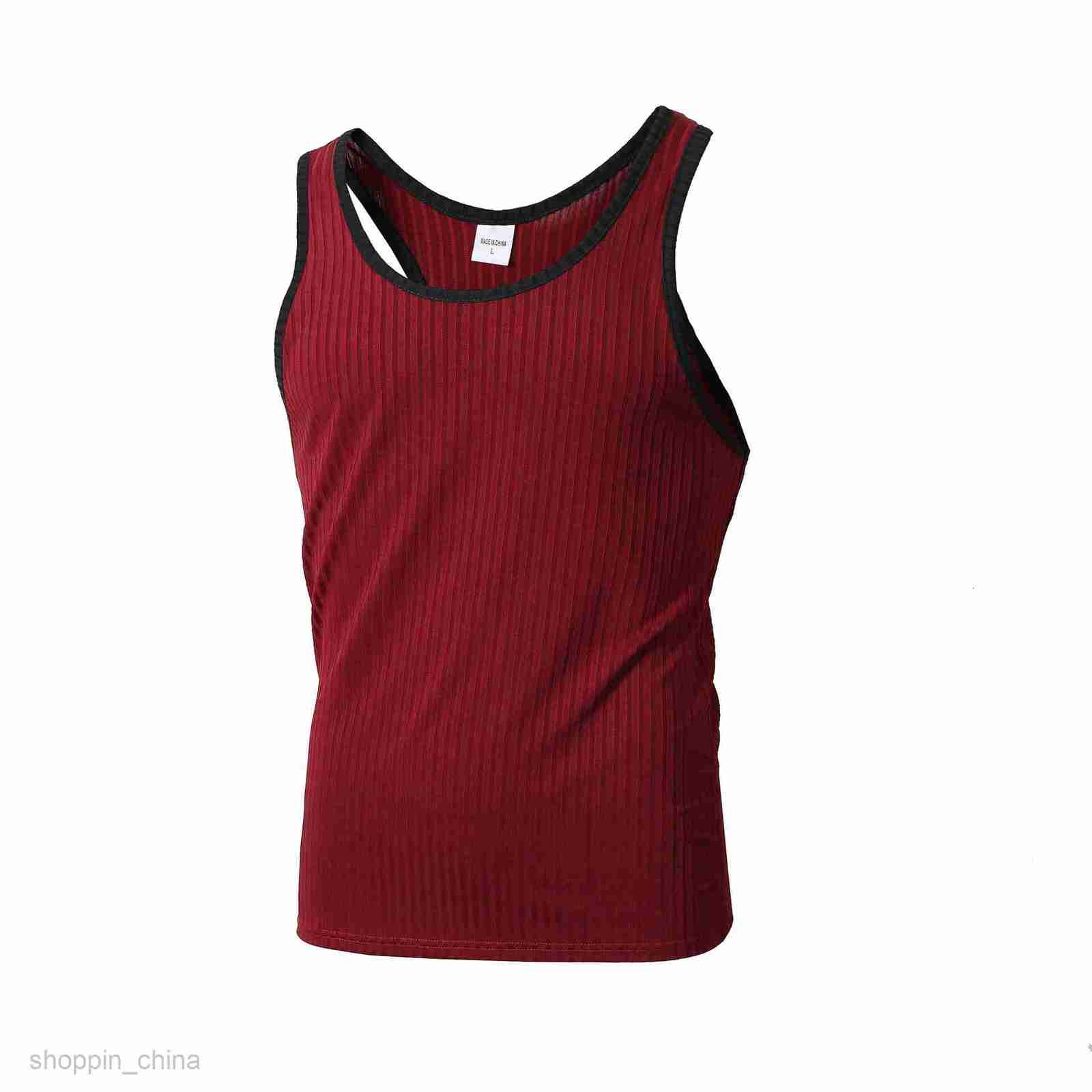 Men's T Shirts Summer Knitted Vertical Stripe Fitness Sports Slim Fit Tank Top for Male Racerback Color Block Tank Top tees tops