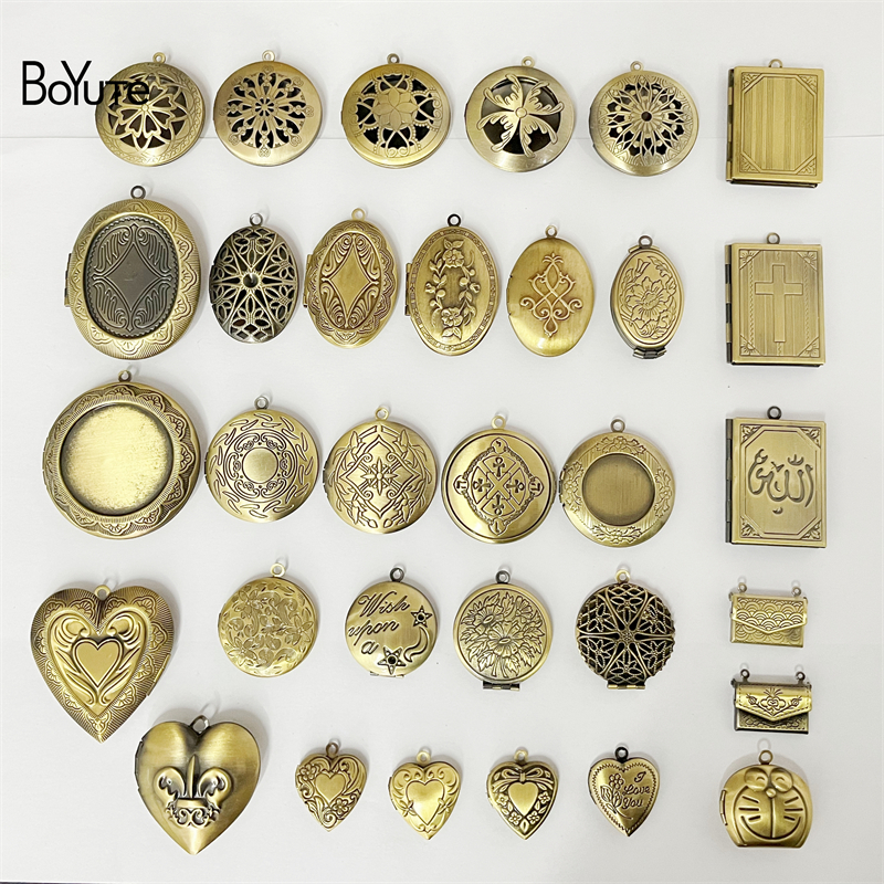 BoYuTe Zakka Diy Handmade Jewelry Materials Antique Bronze Brushed Floating Openable Photo Locket Pendant
