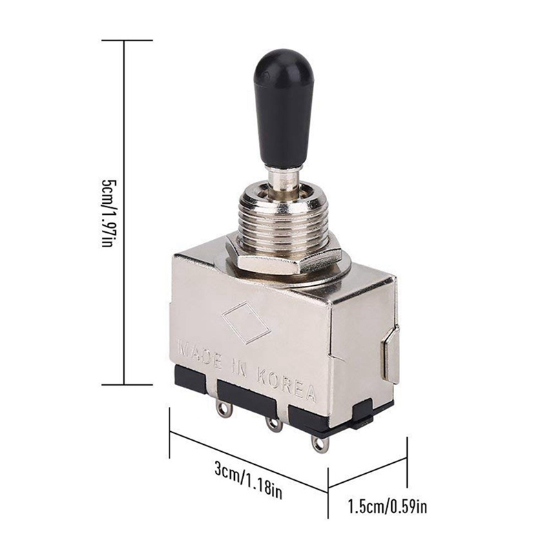6Pc Guitar 3 Way Toggle Switch, Metal Enclosed 3 Way Selector Switch With Black Tip Knob For Lp Style Electric Guitar