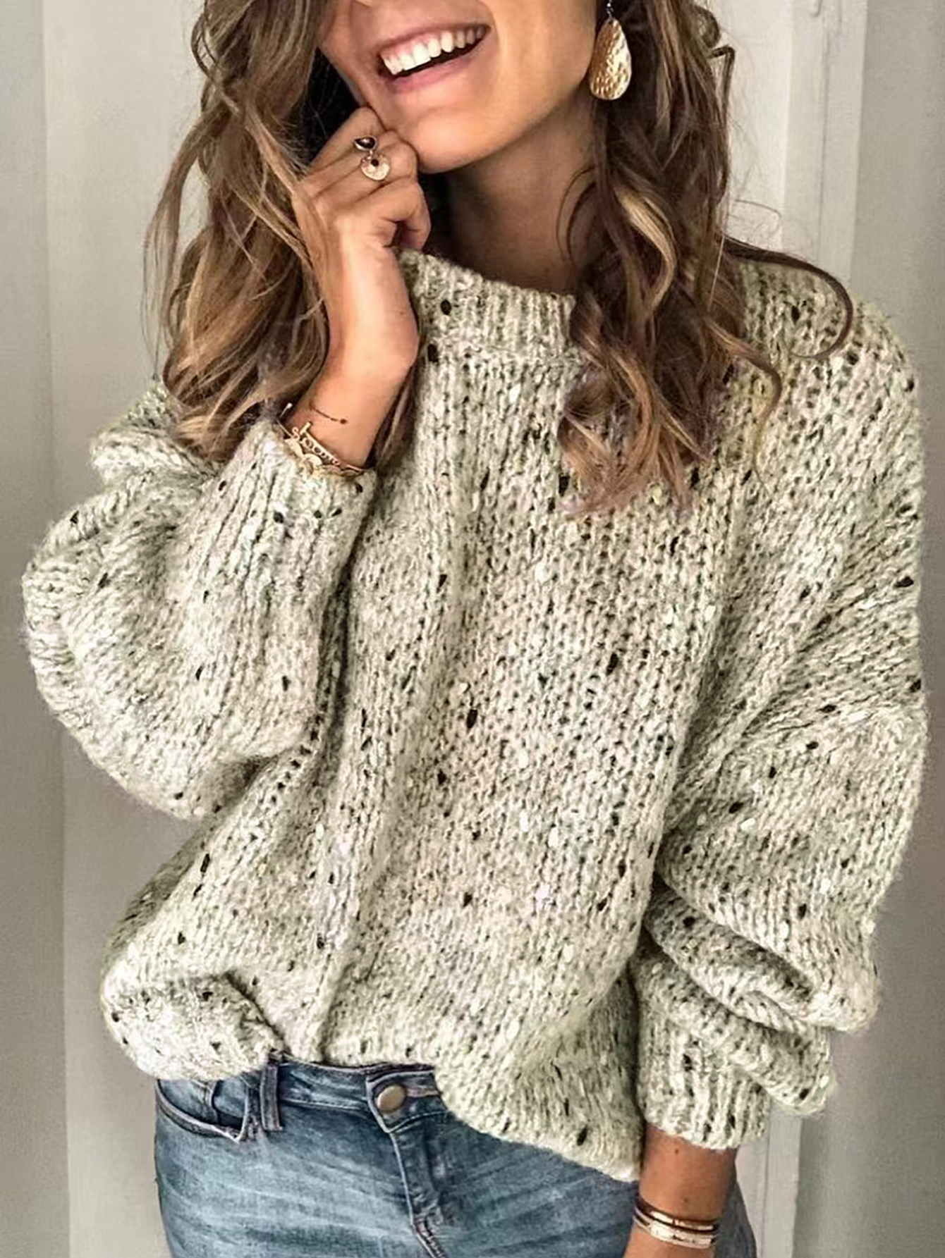Autumn winter Europe and the United States plus-size women's casual pullover sweater woman F6.24#65.78