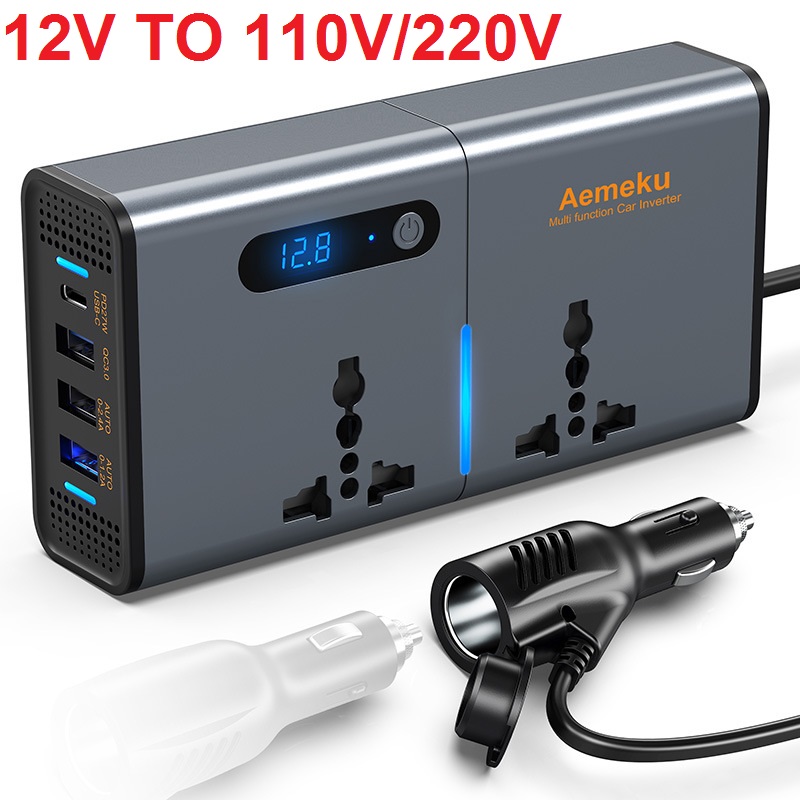 Auto Inverter DC 12V to AC 220V 110V Car Converter Type-C USB Fast Charging Charger EU US Socket Power Adapter