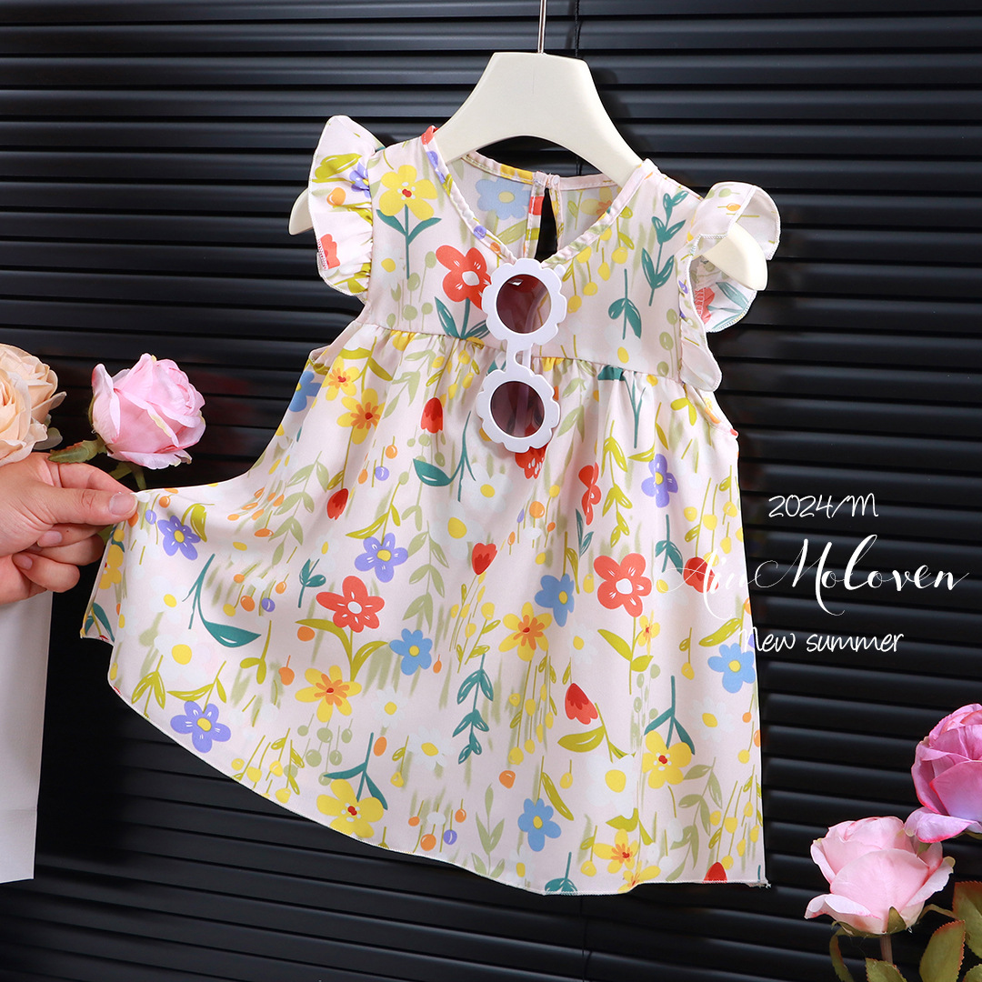 kids baby girls dress apricot summer clothes Toddlers Clothing BABY childrens girls purple pink summer Dress