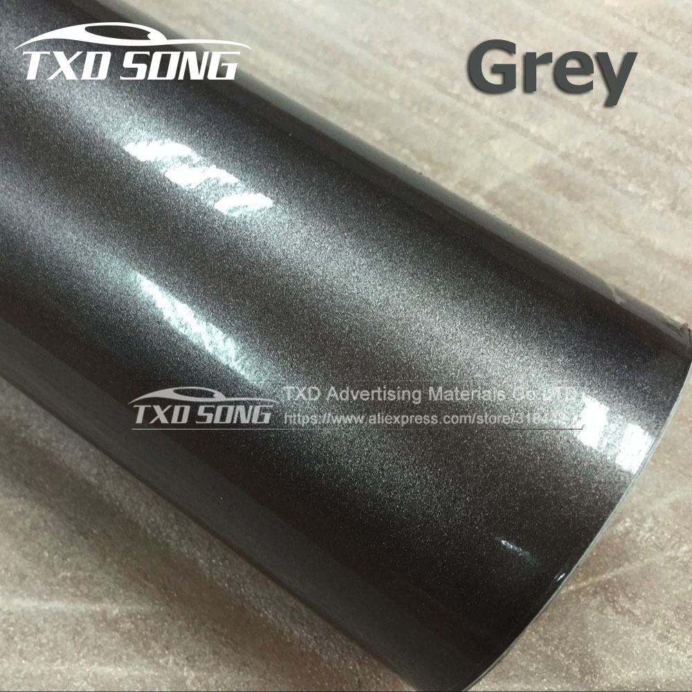 Premium New Grey Glossy metallic pearl glitter film With air free bubblmes glossy metallic pearl car wrap vinyl film