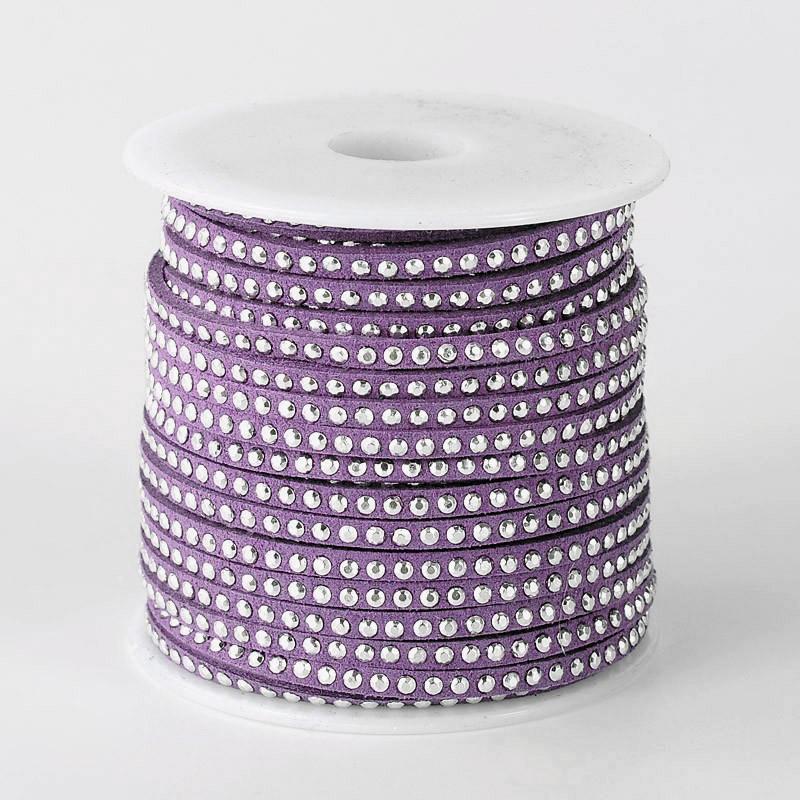 3x2mm Faux Suede Cord with Silver Aluminum Cabochons Jewelry Findings for Jewelry Making DIY about 20yards/roll