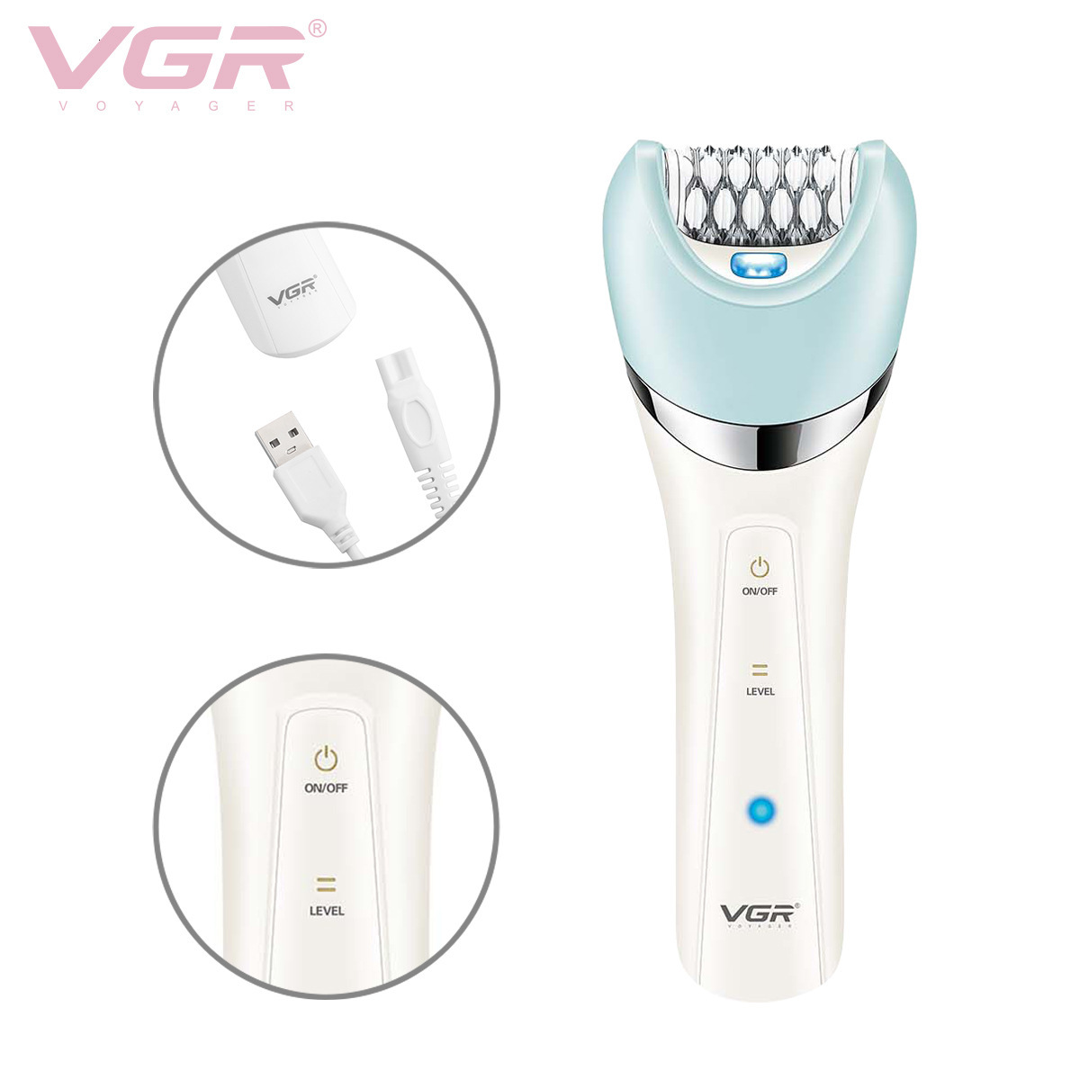 VGR Electric Women Epilator Female Shaver Leg Body Removal Lip Chin Depilatory Lady Bikini Trimmer Facial Hair Remover F624-95