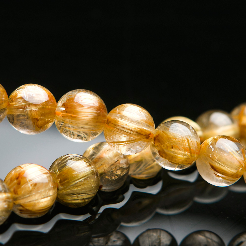 Natural Gold Rutilated Quartz Crystal Wealthy Bracelet Women Men Clear Round Beads 7mm 8mm 9mm From Brazil Jewelry AAAAA