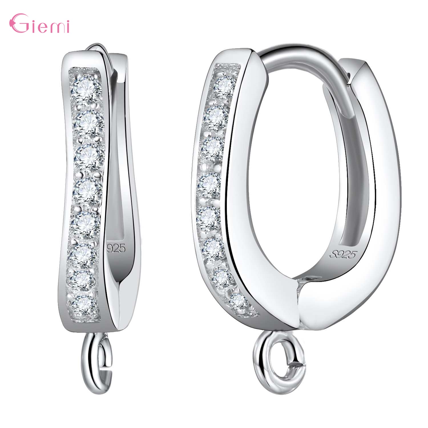Luxury 925 Sterling Silver Cubic Zirconia Earrings Hoop Hook Clasp for DIY Jewelry Making Earring Findings Accessories
