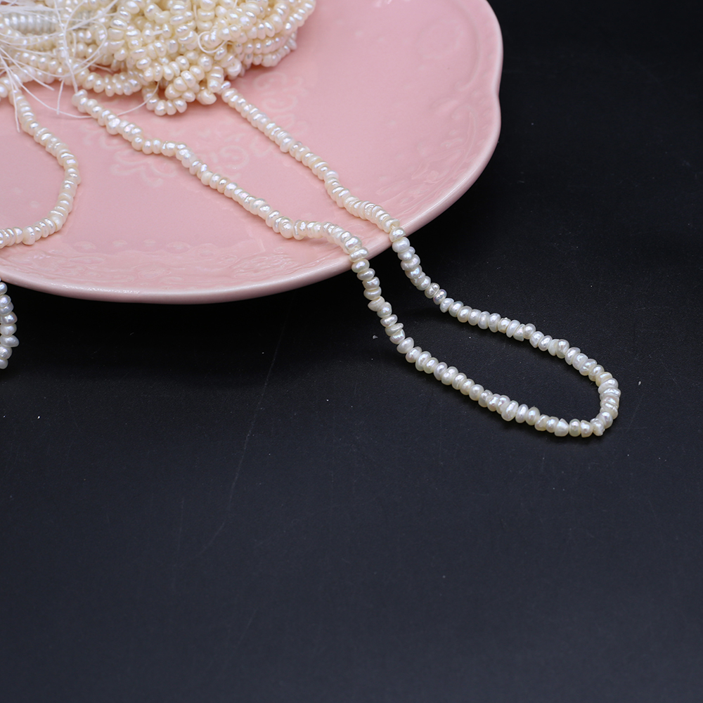 Natural Freshwater Pearl Beads White Oblate Shape Partial Hole Loose For DIY Charm Bracelet Necklace Jewelry Accessories Making