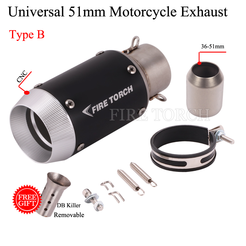Slip On Universal Motorcycle Mini Exhaust Pipe Muffler Modified Escape DB Killer 51mm For Ninja 650 MT-03 GSXR600 CBR1000RR