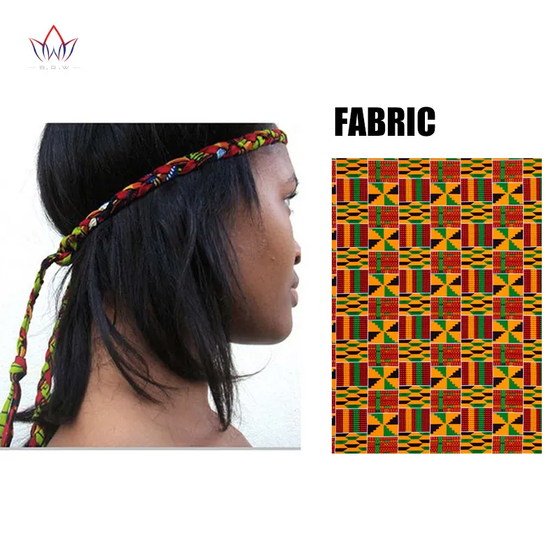 BRW Boho Chic African Print Knot Hair Band Lariat Three Strand Braided Hair Accessories African Wax Print Fabric Headbands