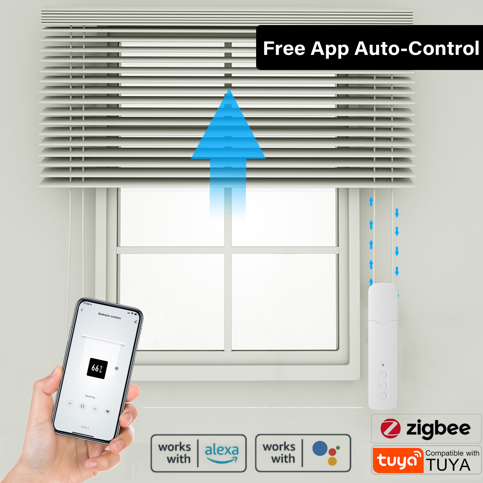 Tuya ZigBee TM616EGZT Intelligent Pull Bead Curtain Motor Intelligent Electric Curtain Motors Mobilephone APP Voice Control