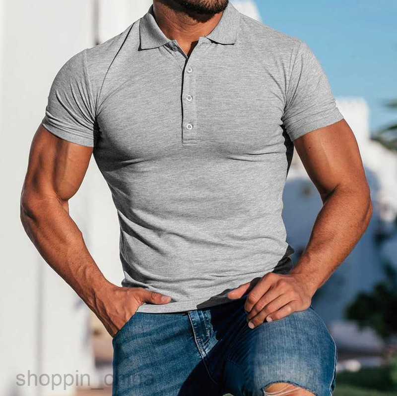 Men's T Shirts new style Male slim solid color stand collar casual cotton polo shirt short sleeved young men clothing tees tops