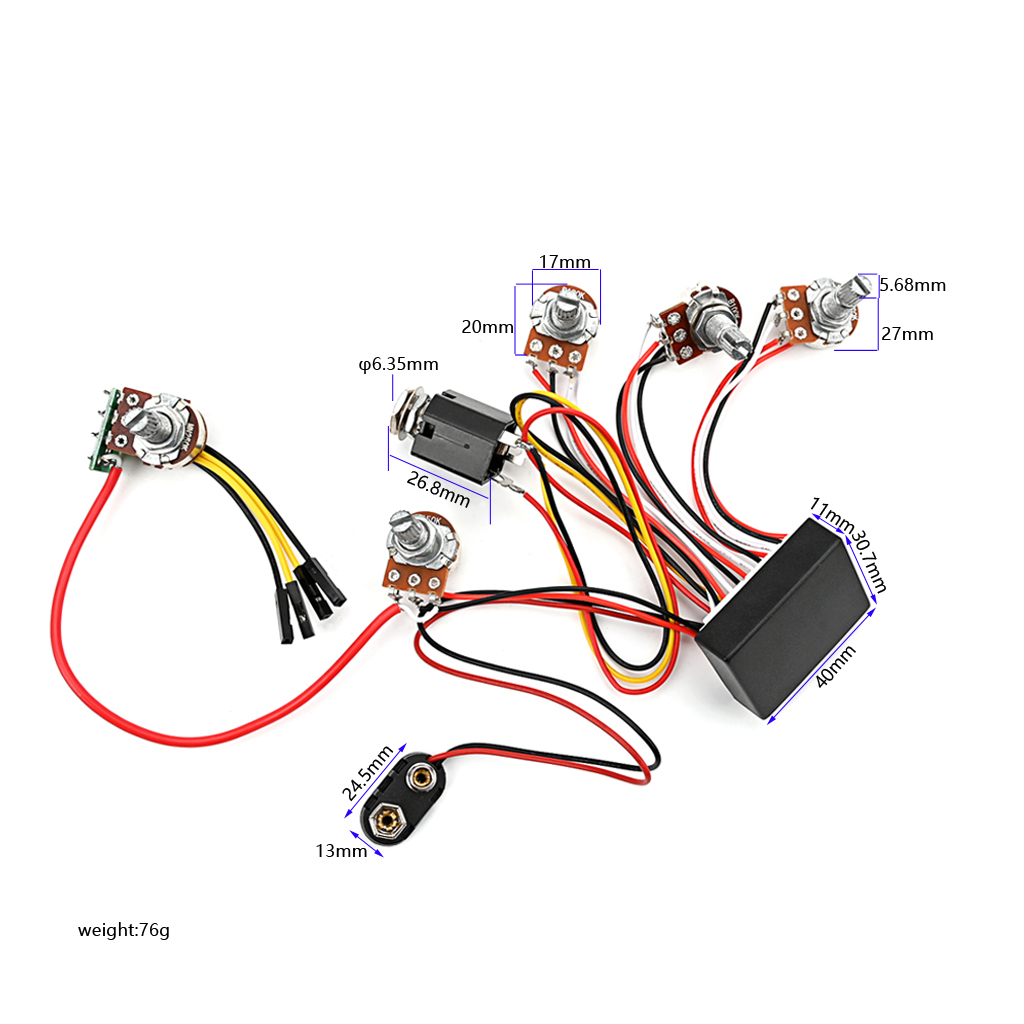 Pre-wired 3 Band Active Bass Circuit Active & Passive EQ Equalizer Electric Bass Preamp Circuit