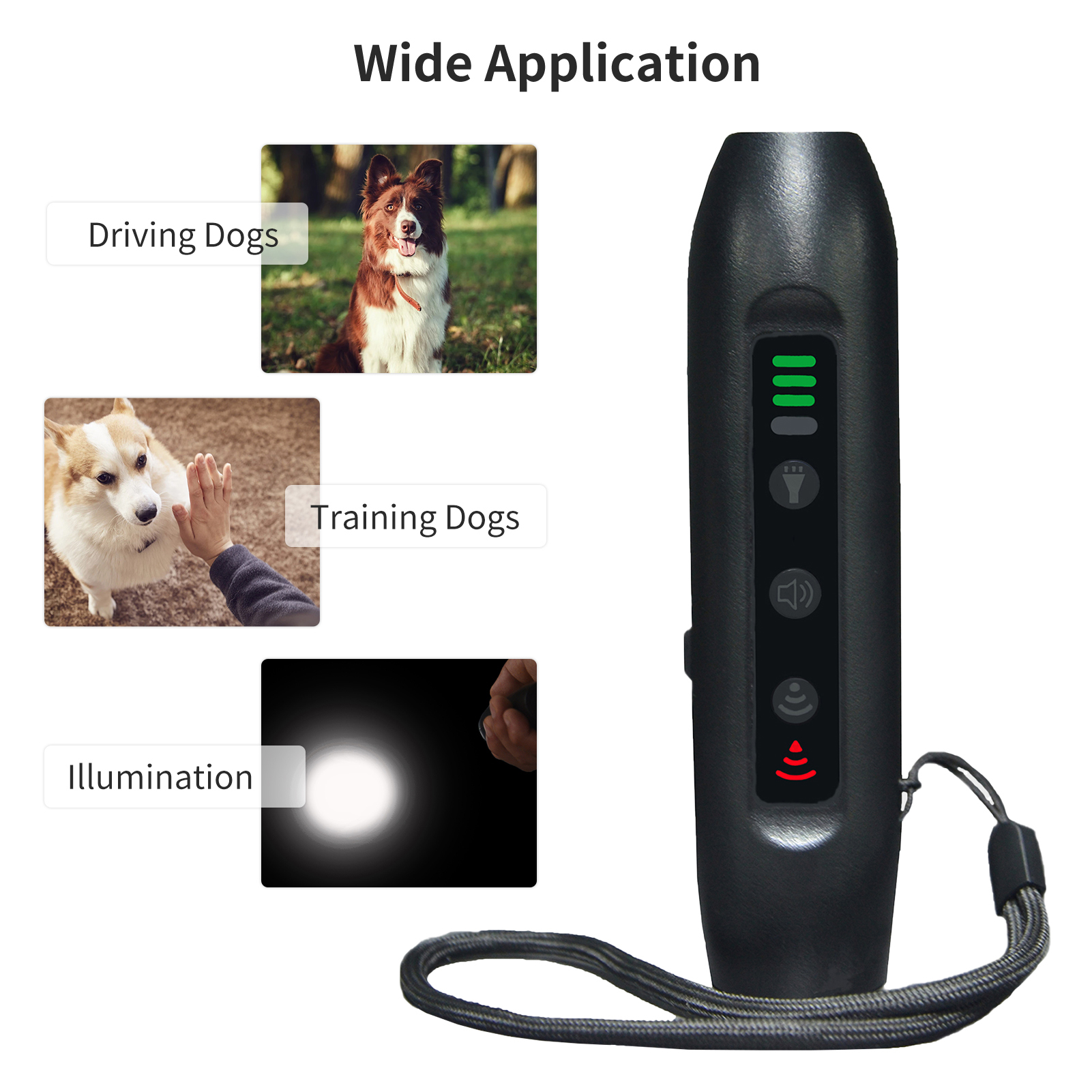 Flashlight Dog Training Device Animals Tool Upgrade Ultrasonic Dog Repeller 3 Modes Chargeable Dog Drive Device Intelligent