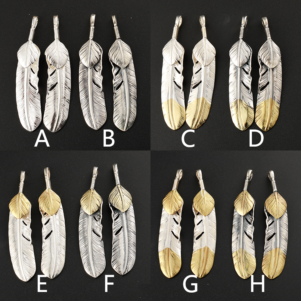 S925 Sterling Silver Charm Vintage Necklace Takahashi Goro Simple Indians Feather Pendant For Man P002