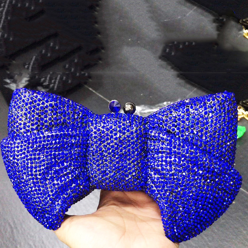 Best Design Bow Shape AB Rhinestone Purse Women Handbag Evening Clutch Bags High Quality Lady Diamond Crystal Party Wedding Bag