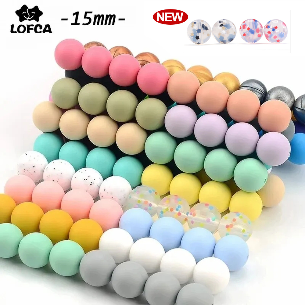 100pieces/lot Silicone Beads Baby Teething Beads 15mm Safe Food Grade Nursing Chewing Round Silicone Beads
