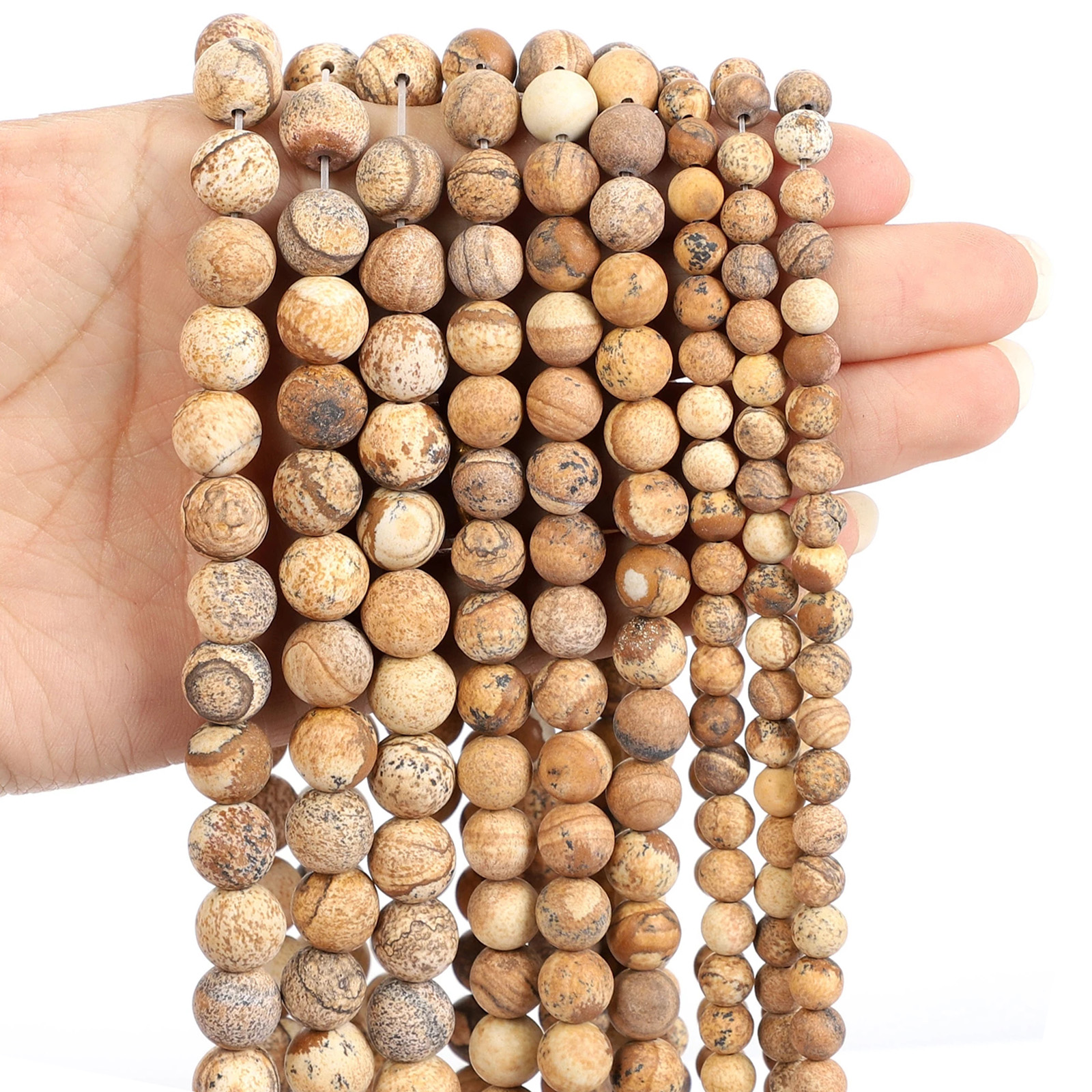 Natural Stone Beads Frost Matte Picture Jasper Round Loose Beads for Jewelry Making DIY Bracelet Accessories 4 6 8 10 12mm