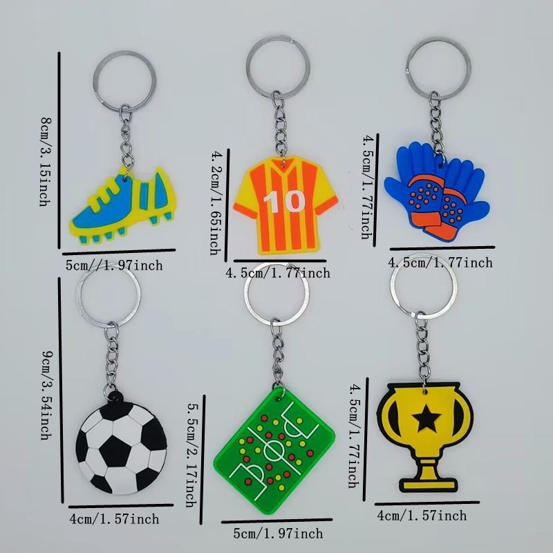 12 Pcs Soccer Keychains Key Ring Mini Soccer Ball Jersey Sneakers Trophy Keychain Bulk Football Key Holder for Kids Boys