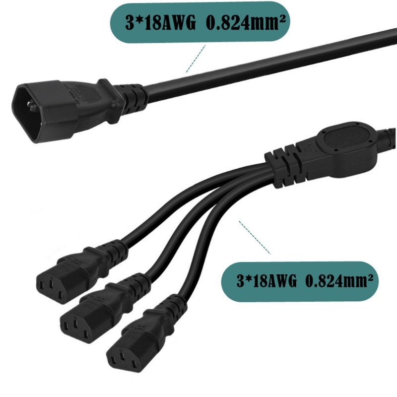 587D 1 in 2/3/4/5 Out Power Cable IEC 320 C14 to C13 Connector Splitter Adapter Cord