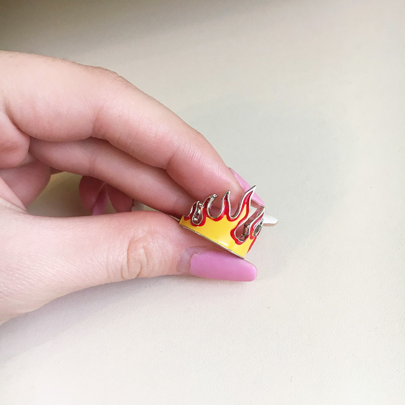 Fire Flame Ring Opening Adjustable Size Blaze Crown Finger Band for Women Finger Rings Men Hiphop Punk Party Jewelry Gifts