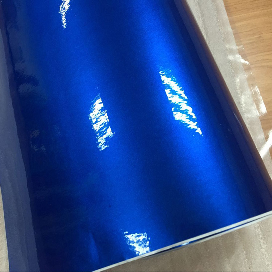 Top quality 10/20/30/40/50/60X152CM/Lot Blue Glossy Metallic Glitter Car Sticker for car wraps Glossy Candy Vinyl Film