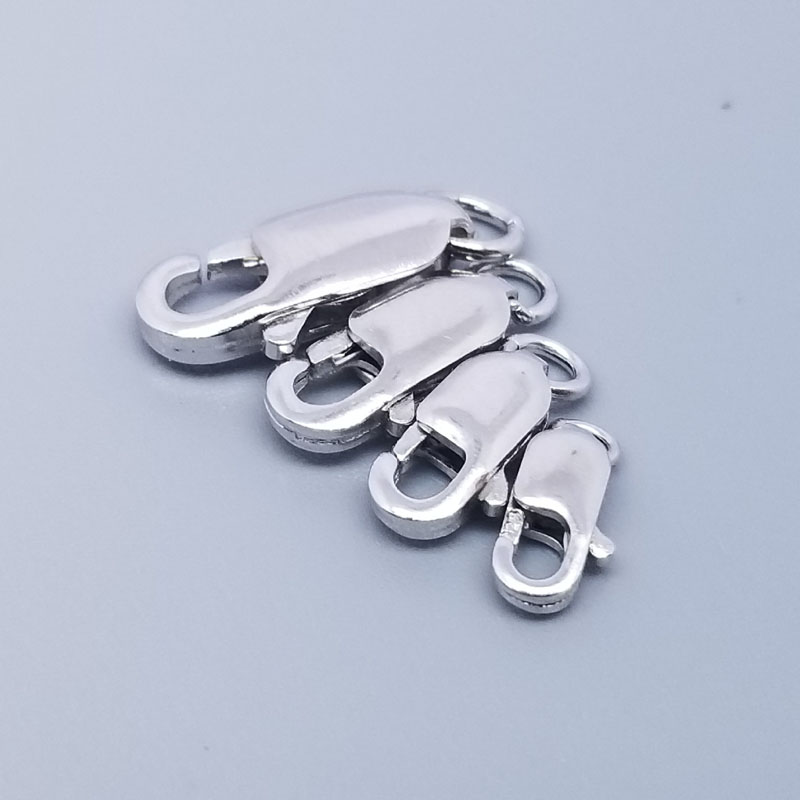 2pcs Real Pure Solid 925 Sterling Silver Lobster Clasp Hook Claw Buckle With Close Sealed Ring Connector Jewelry Findings