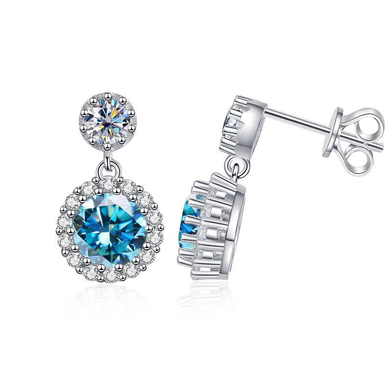 Butterflykiss Moissanite Drop Earrings 925 Silver For Women Luxury Real GRA 1.0CT Bridal Wedding Engagement Earring Fine Jewelry