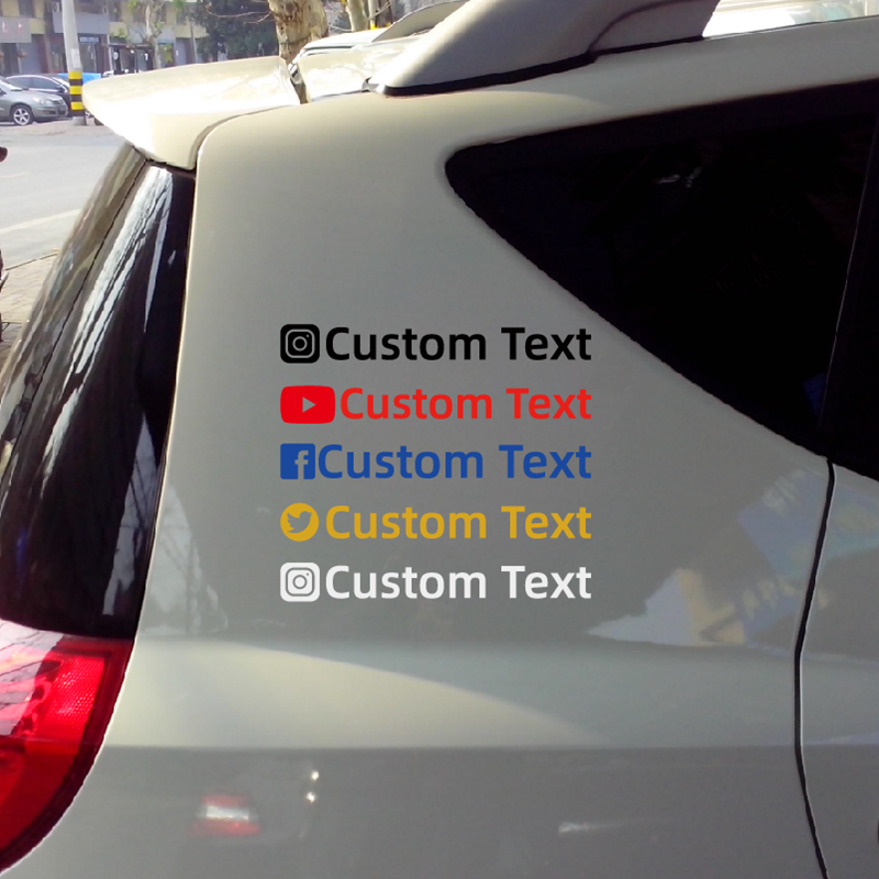 Custom Text Stickers For Instagram Twitter YouTube Facebook and So On Decals car Rear Windshield Motorbike Drop Shipping