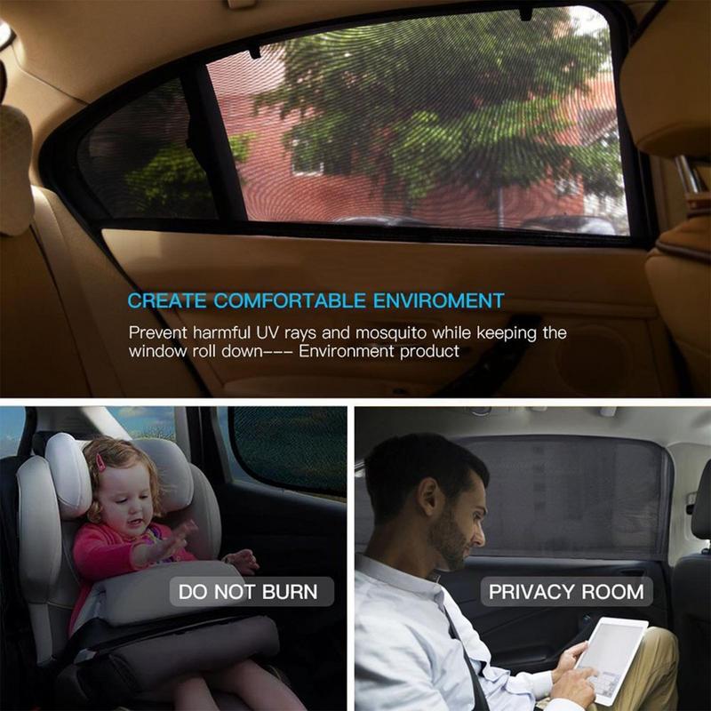 Car Side Window Sunshade Front Rear Windshield Privacy Window Screen Sunshade Mesh UV Protect Curtain Auto Windows Screen Cover