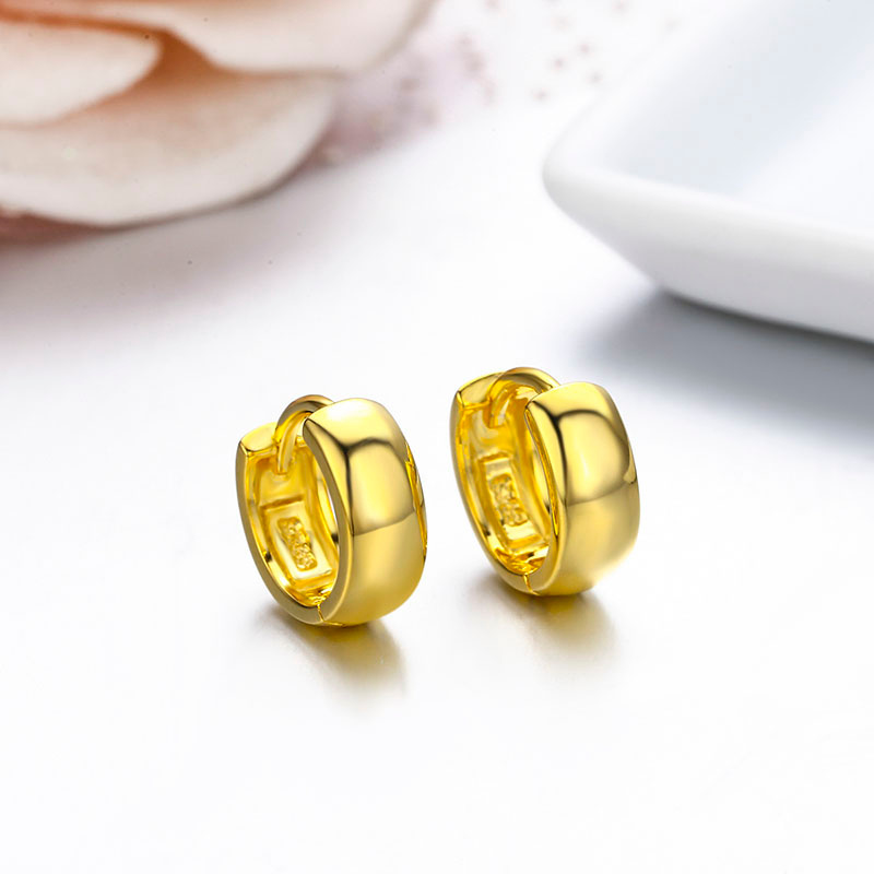 Cute 925 Sterling Sliver Wide Circle Loops Small Huggie Hoop Earrings For Women Girls Baby Kids Child Anti-Allergic Men Jewelry