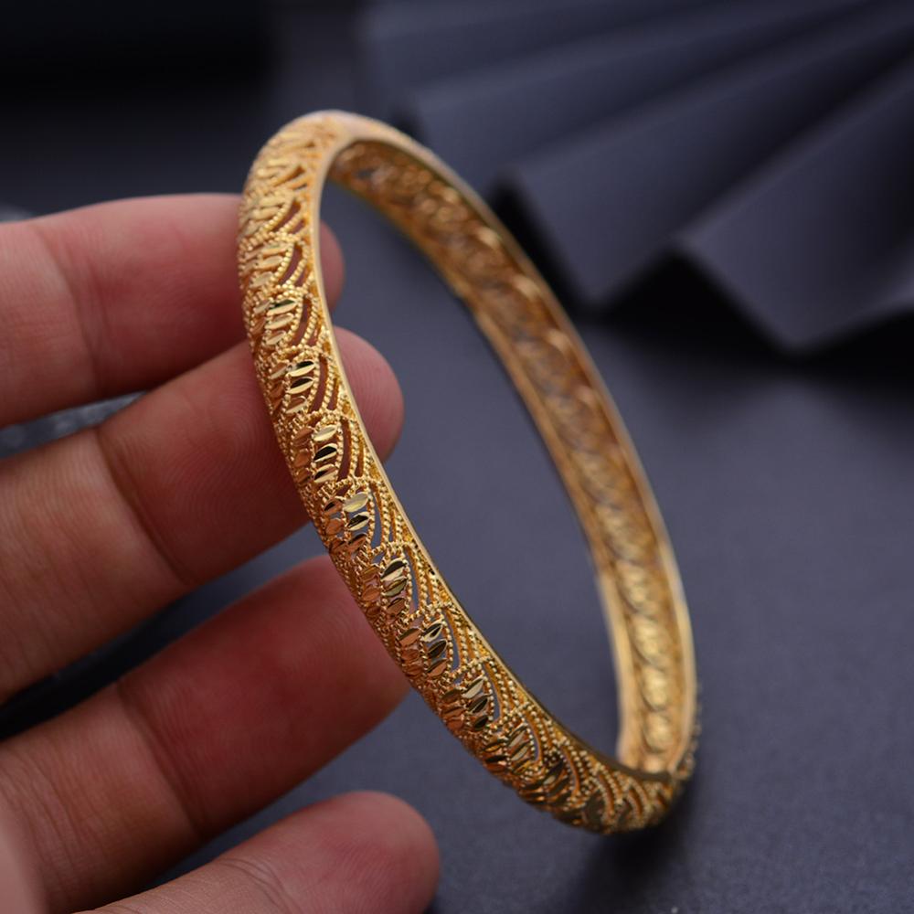 24k 4Pcs Gold Color Bangles For women African bridal Bangles Bracelets Gold wedding gifts Ethiopian Bangles jewellery